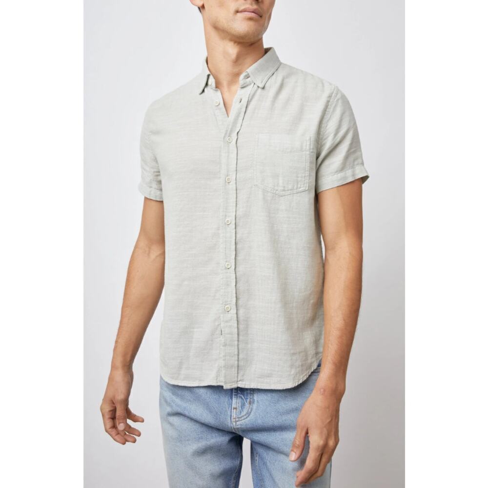 Rails Fairfax Shirt Button Down Short Sleeve Standard Fit Sage Green Size XL